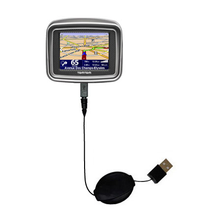 Retractable USB Power Port Ready charger cable designed for the TomTom RIDER 2nd edition and uses TipExchange