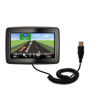 Coiled USB Cable compatible with the TomTom VIA 1405