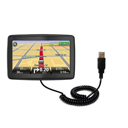 Coiled USB Cable compatible with the TomTom VIA 1435 1435TM