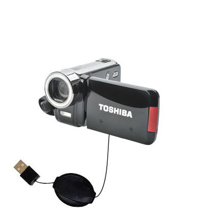 Retractable USB Power Port Ready charger cable designed for the Toshiba CAMILEO H30 HD Camcorder and uses TipExchange