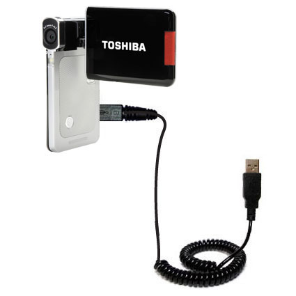 Coiled USB Cable compatible with the Toshiba Camileo S20 HD Camcorder