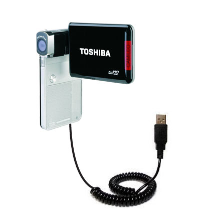 Coiled USB Cable compatible with the Toshiba Camileo S30 HD Camcorder