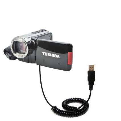Coiled USB Cable compatible with the Toshiba CAMILEO X100 HD Camcorder