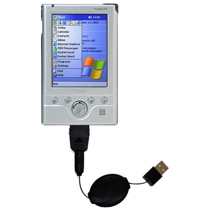 Retractable USB Power Port Ready charger cable designed for the Toshiba e310 and uses TipExchange