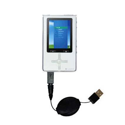 Retractable USB Power Port Ready charger cable designed for the Toshiba Gigabeat MET400 and uses TipExchange