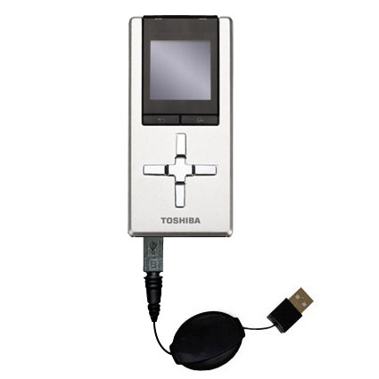 Retractable USB Power Port Ready charger cable designed for the Toshiba Gigabeat MEU202 and uses TipExchange