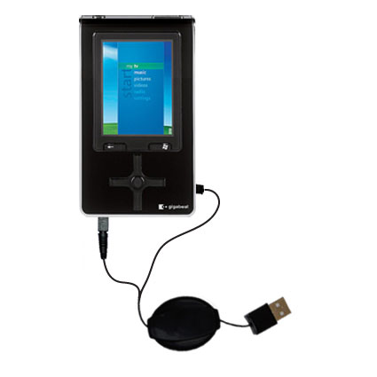 Retractable USB Power Port Ready charger cable designed for the Toshiba Gigabeat S MES60VK and uses TipExchange
