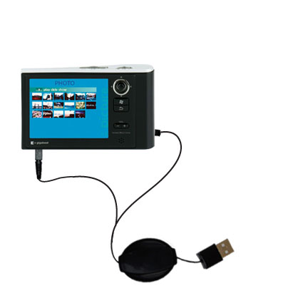 Retractable USB Power Port Ready charger cable designed for the Toshiba Gigabeat S MEV30K and uses TipExchange
