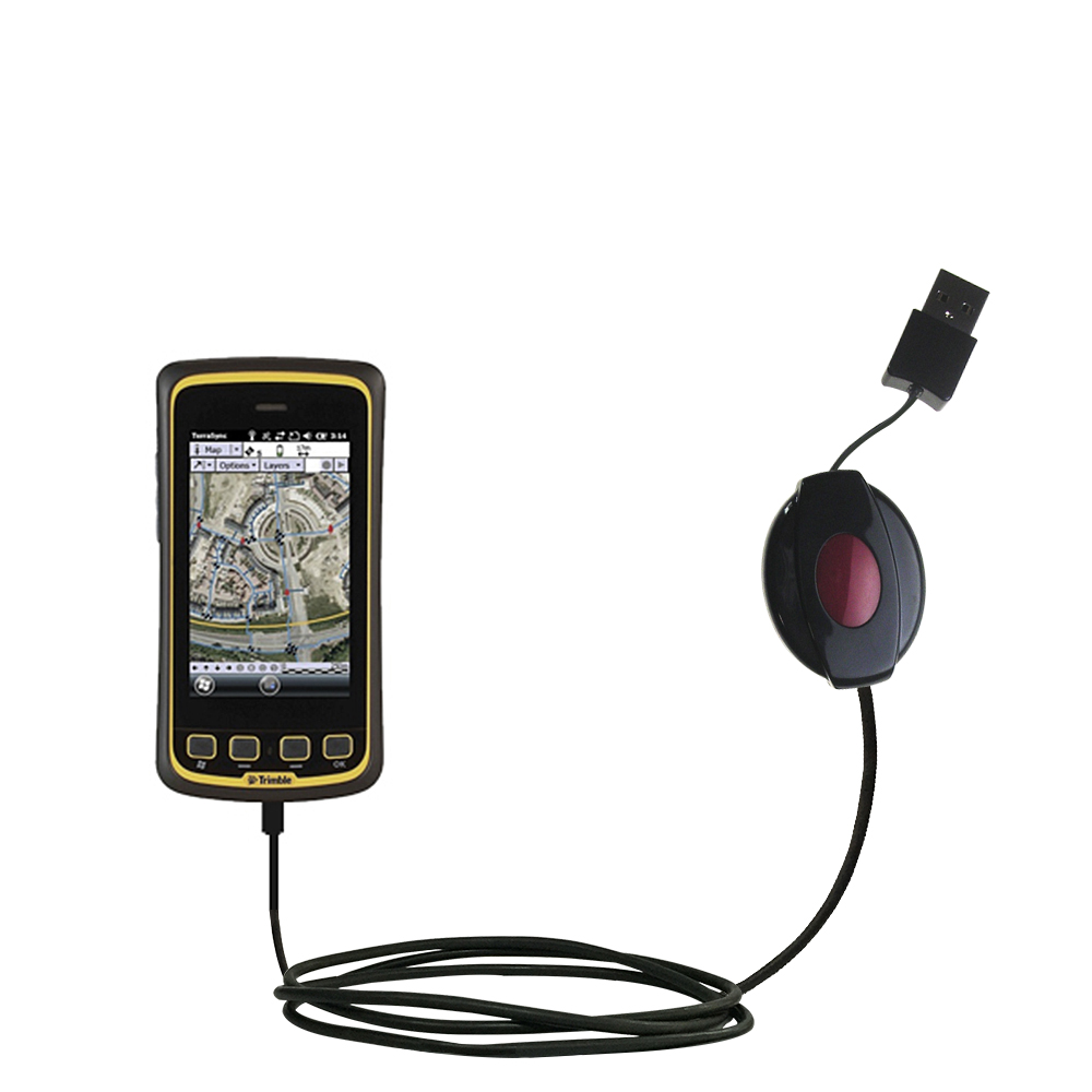 Retractable USB Power Port Ready charger cable designed for the Trimble Juno 5B 5D and uses TipExchange