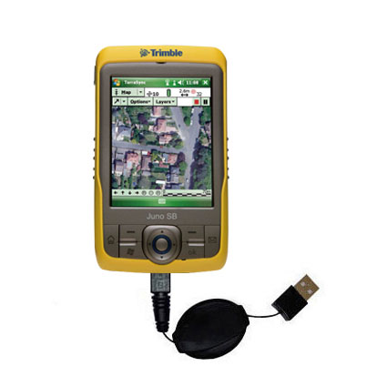 Retractable USB Power Port Ready charger cable designed for the Trimble Juno SB and uses TipExchange