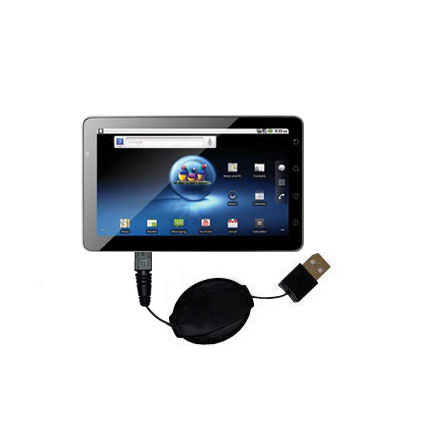 Retractable USB Power Port Ready charger cable designed for the ViewSonic ViewPad 7 and uses TipExchange