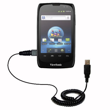 Coiled USB Cable compatible with the ViewSonic ViewPhone 3 4s 4e 5e