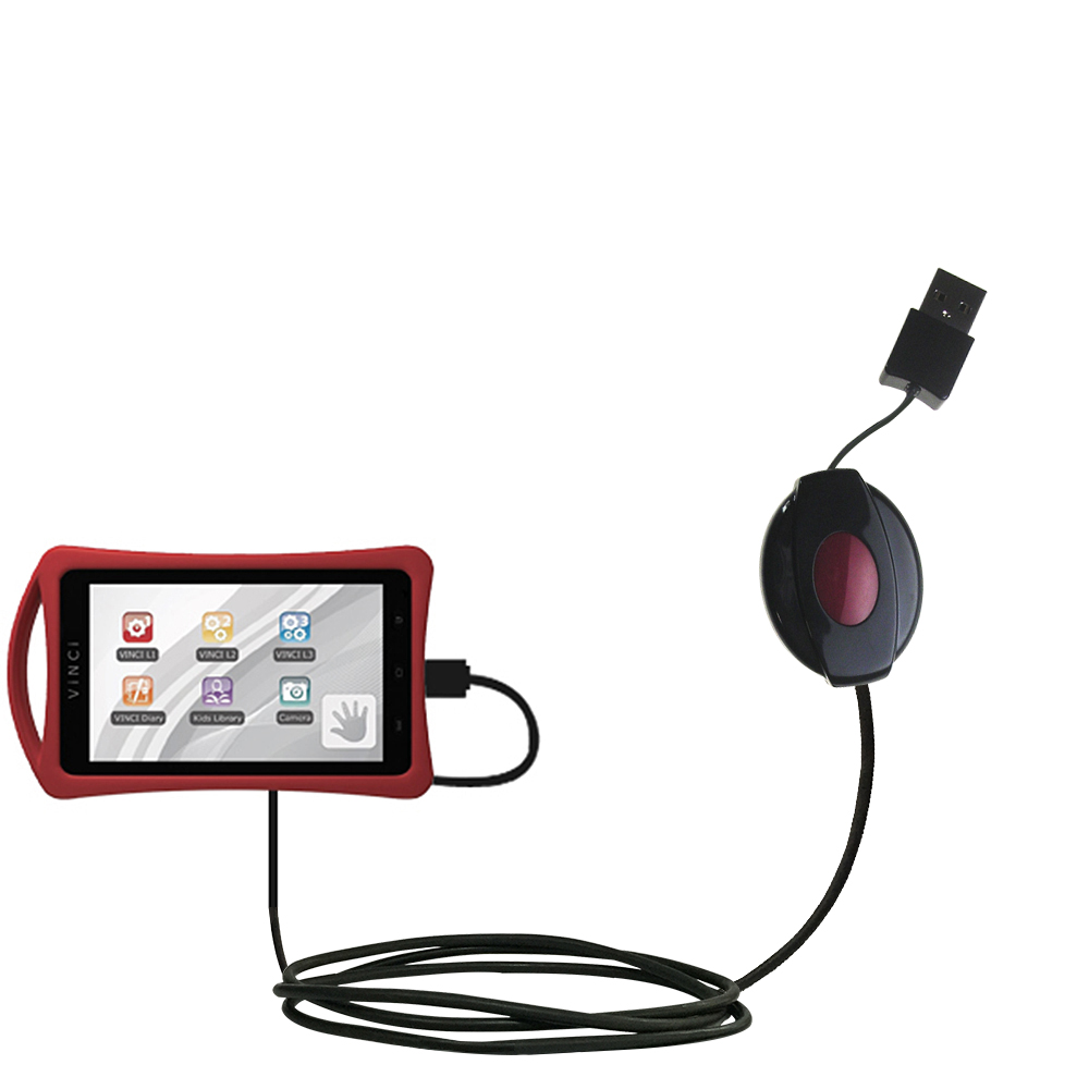 Retractable USB Power Port Ready charger cable designed for the Vinci Tab M / Tab MV and uses TipExchange