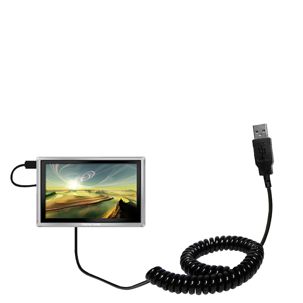 Coiled USB Cable compatible with the Visual Land Impulse VL-906