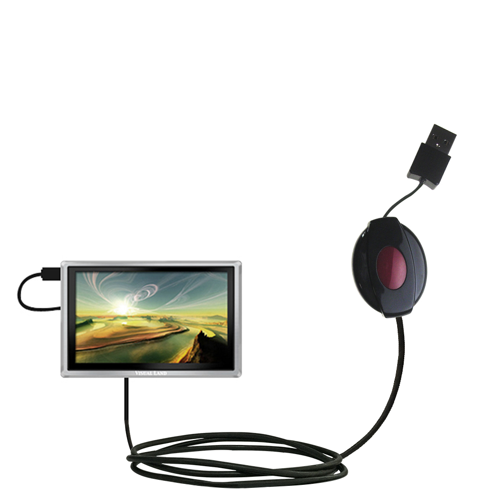 Retractable USB Power Port Ready charger cable designed for the Visual Land Impulse VL-906 and uses TipExchange