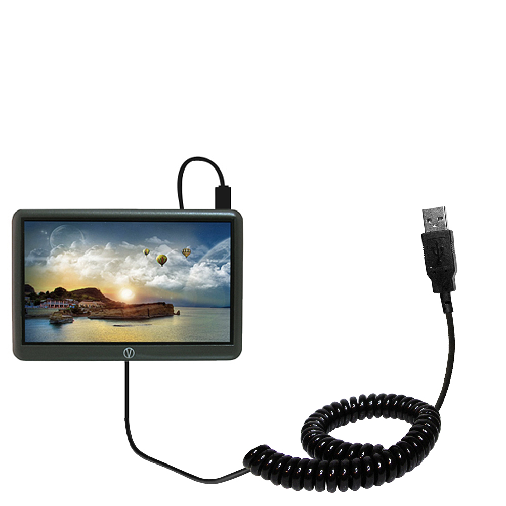 Coiled USB Cable compatible with the Visual Land V-Tap VL-902