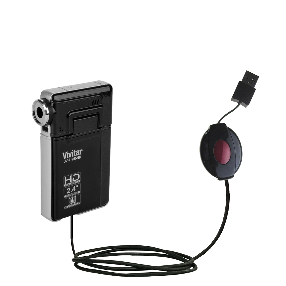 compact and retractable USB Power Port Ready charge cable designed for the Vivitar DVR HD 925 and uses TipExchange