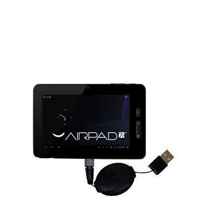 Retractable USB Power Port Ready charger cable designed for the X10 Airpad 7P and uses TipExchange