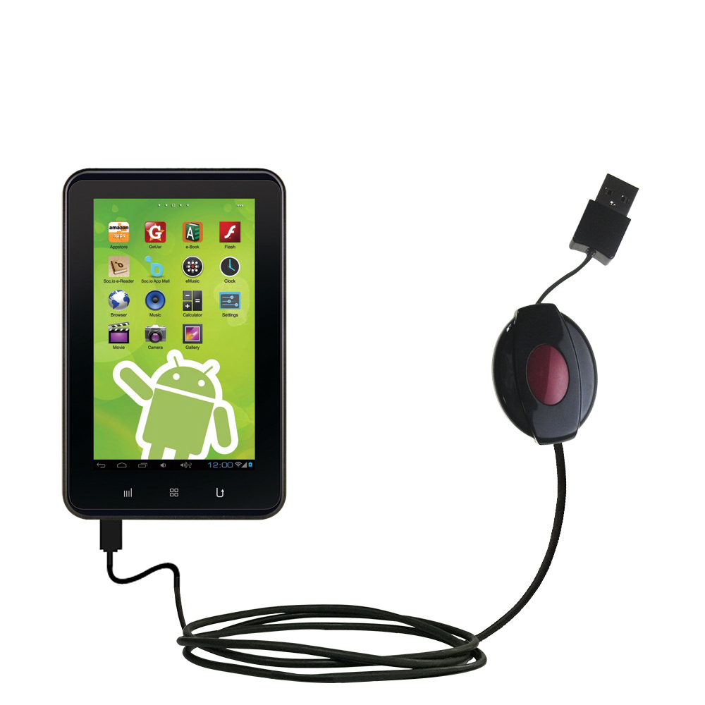 Retractable USB Power Port Ready charger cable designed for the Zeki 7 Tablet TB782B and uses TipExchange