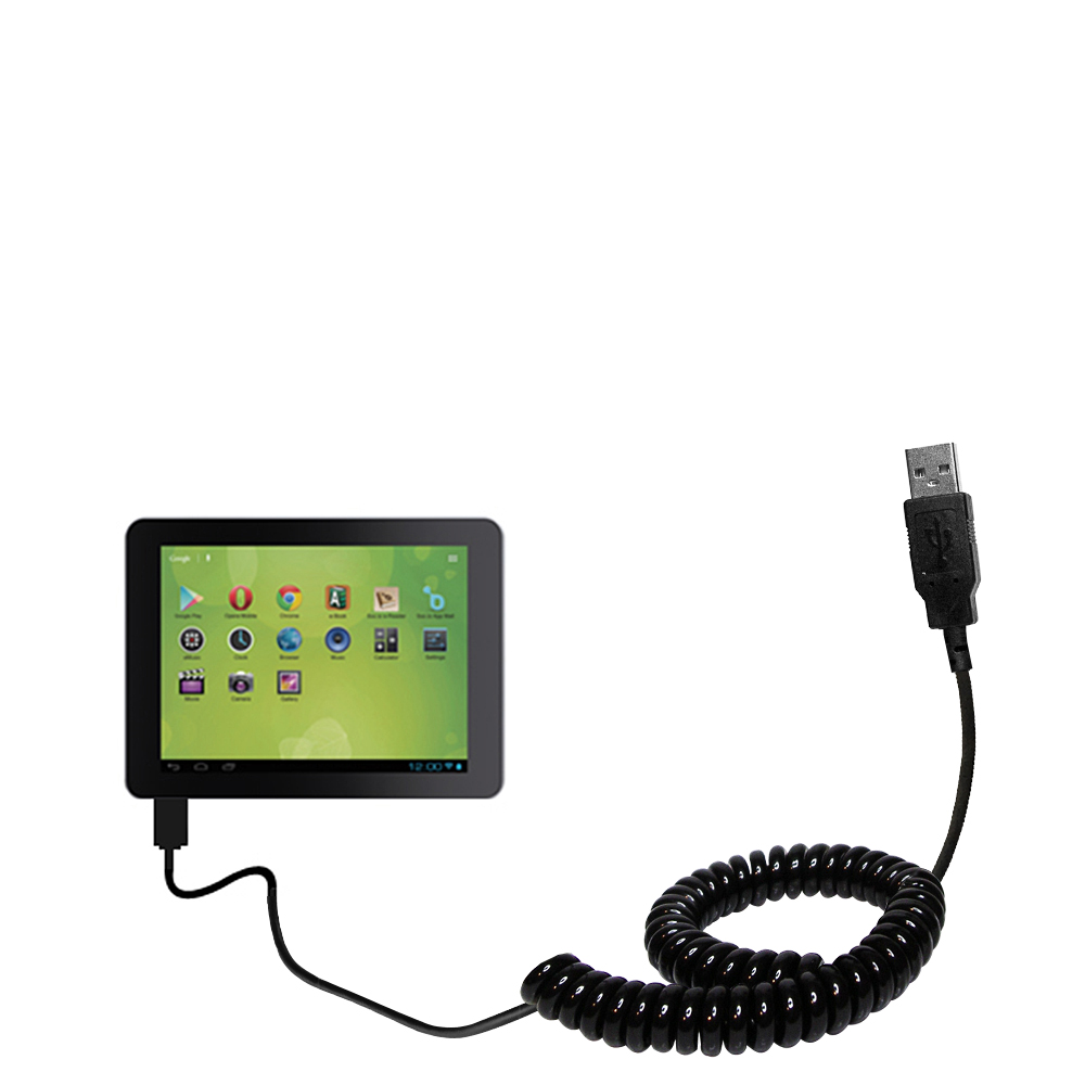 Coiled USB Cable compatible with the Zeki 8 Tablet TB892B
