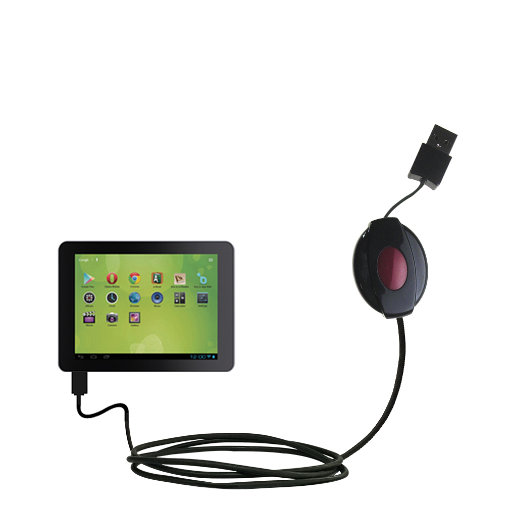 Retractable USB Power Port Ready charger cable designed for the Zeki 8 Tablet TB892B and uses TipExchange