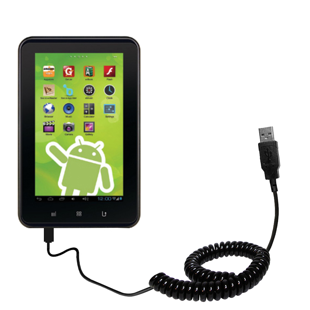 Coiled USB Cable compatible with the Zeki Android Tablet TBQ1063B