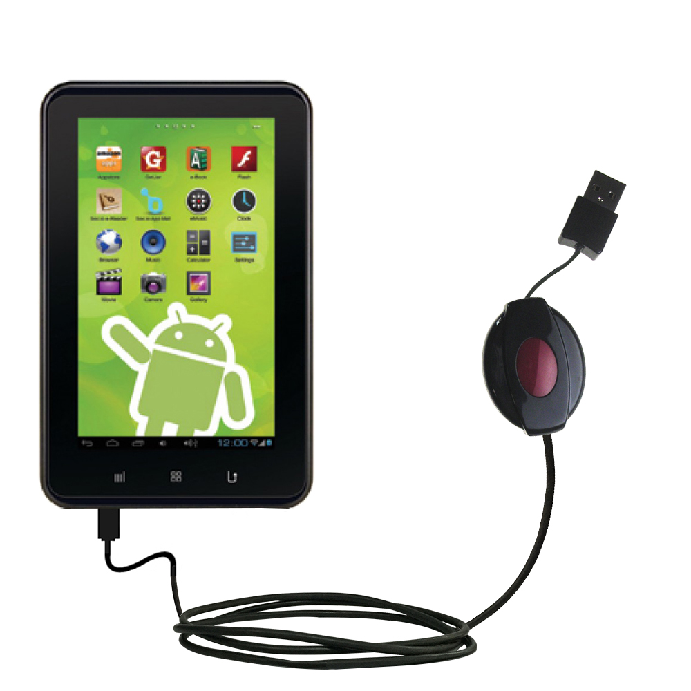 Retractable USB Power Port Ready charger cable designed for the Zeki Android Tablet TBQ1063B and uses TipExchange