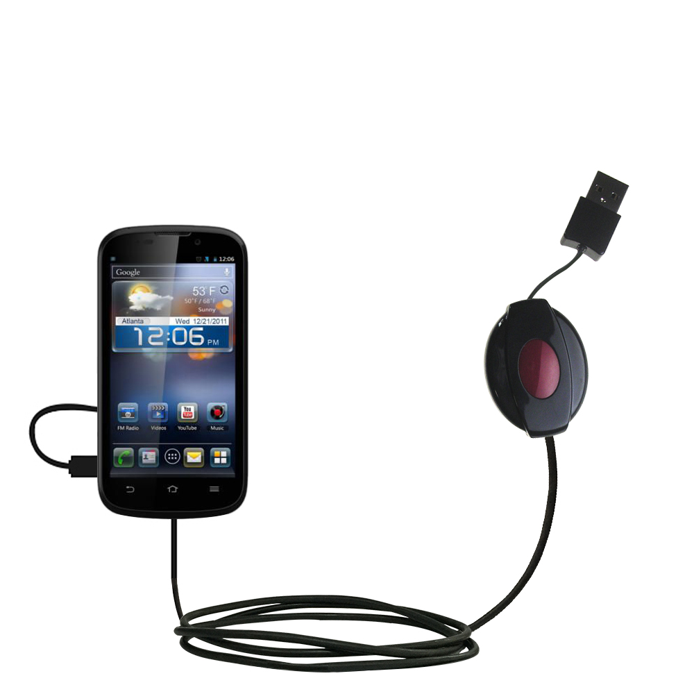 Retractable USB Power Port Ready charger cable designed for the ZTE Awe and uses TipExchange