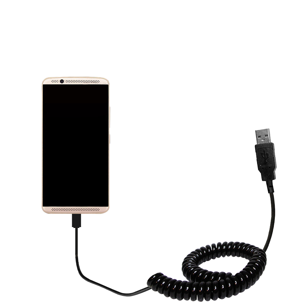 Coiled USB Cable compatible with the ZTE AXON 7