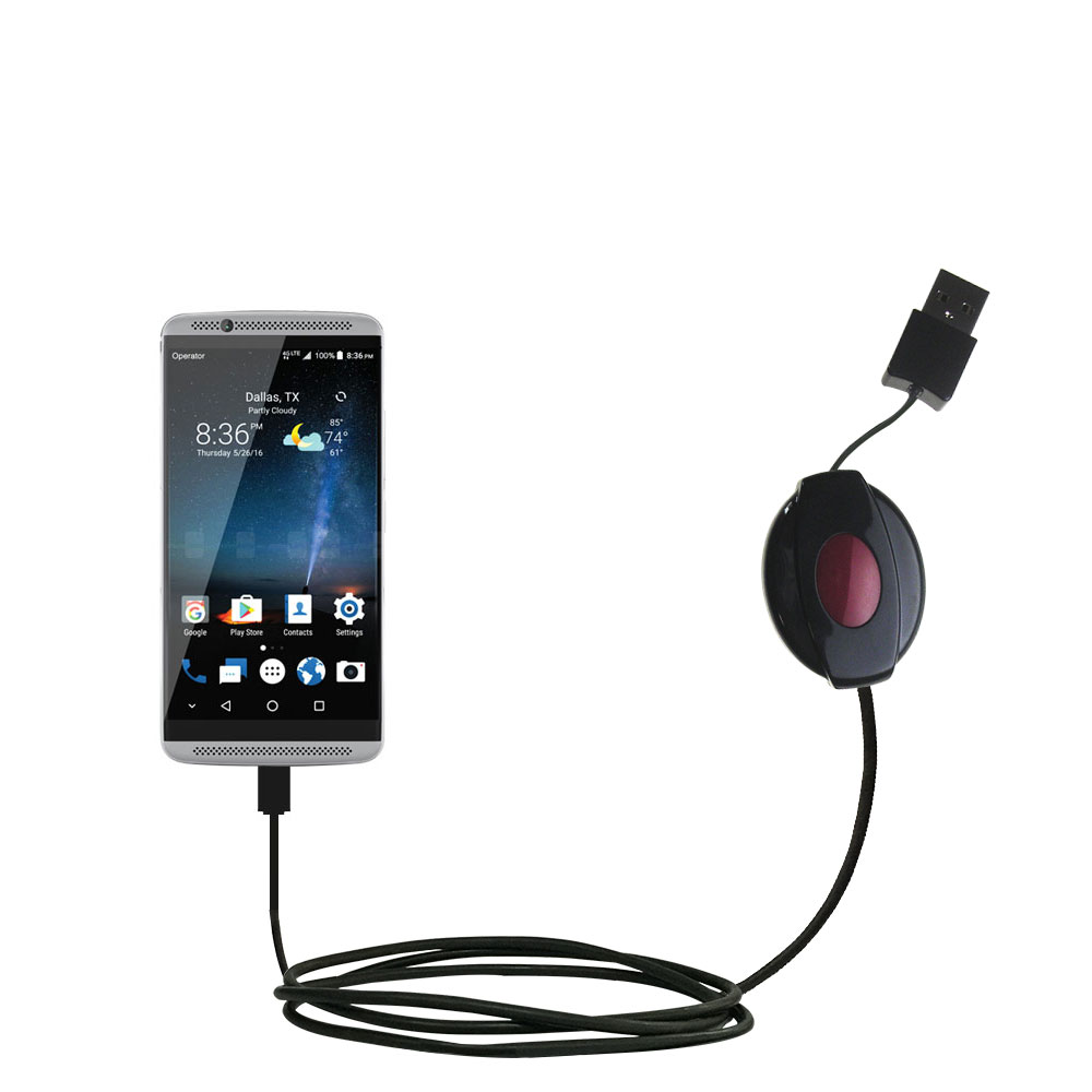 Retractable USB Power Port Ready charger cable designed for the ZTE Axon 7 Mini and uses TipExchange