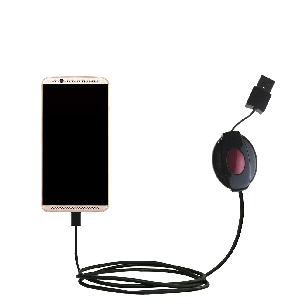 Retractable USB Power Port Ready charger cable designed for the ZTE AXON 7 and uses TipExchange