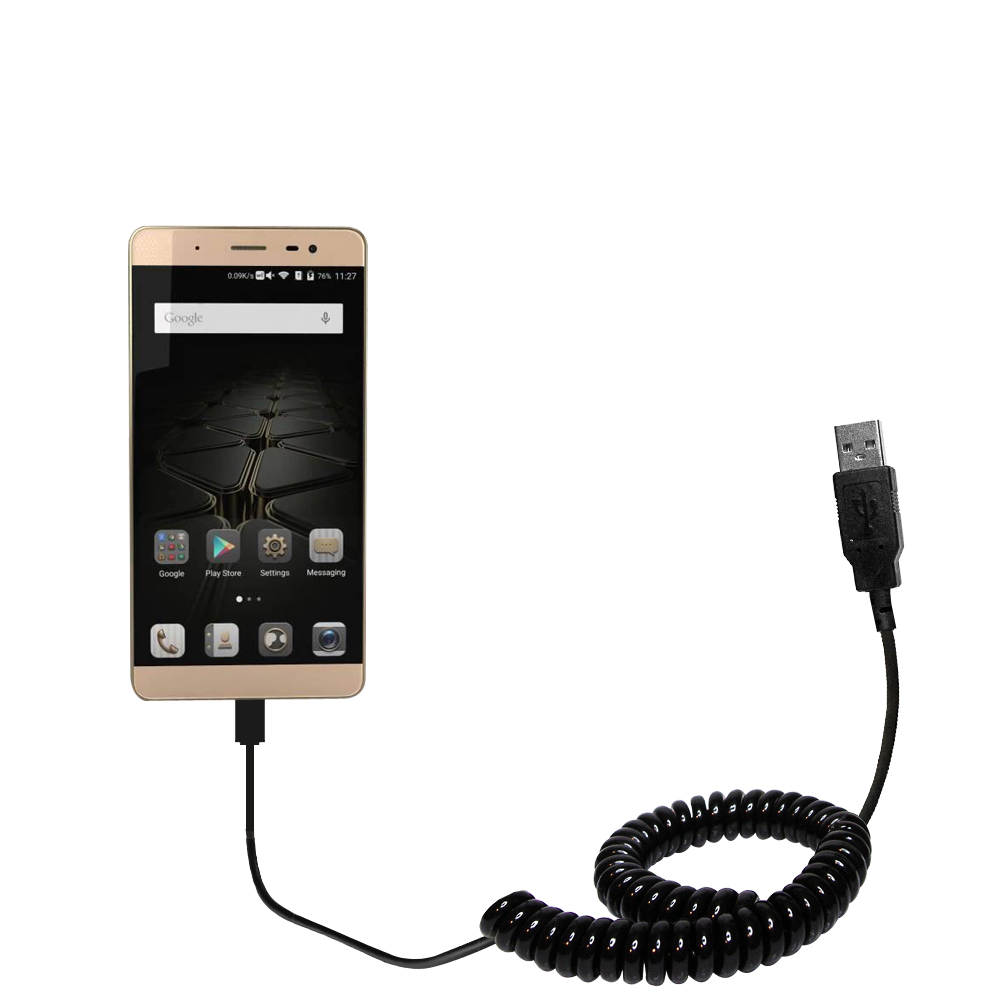 Coiled USB Cable compatible with the ZTE Axon Max
