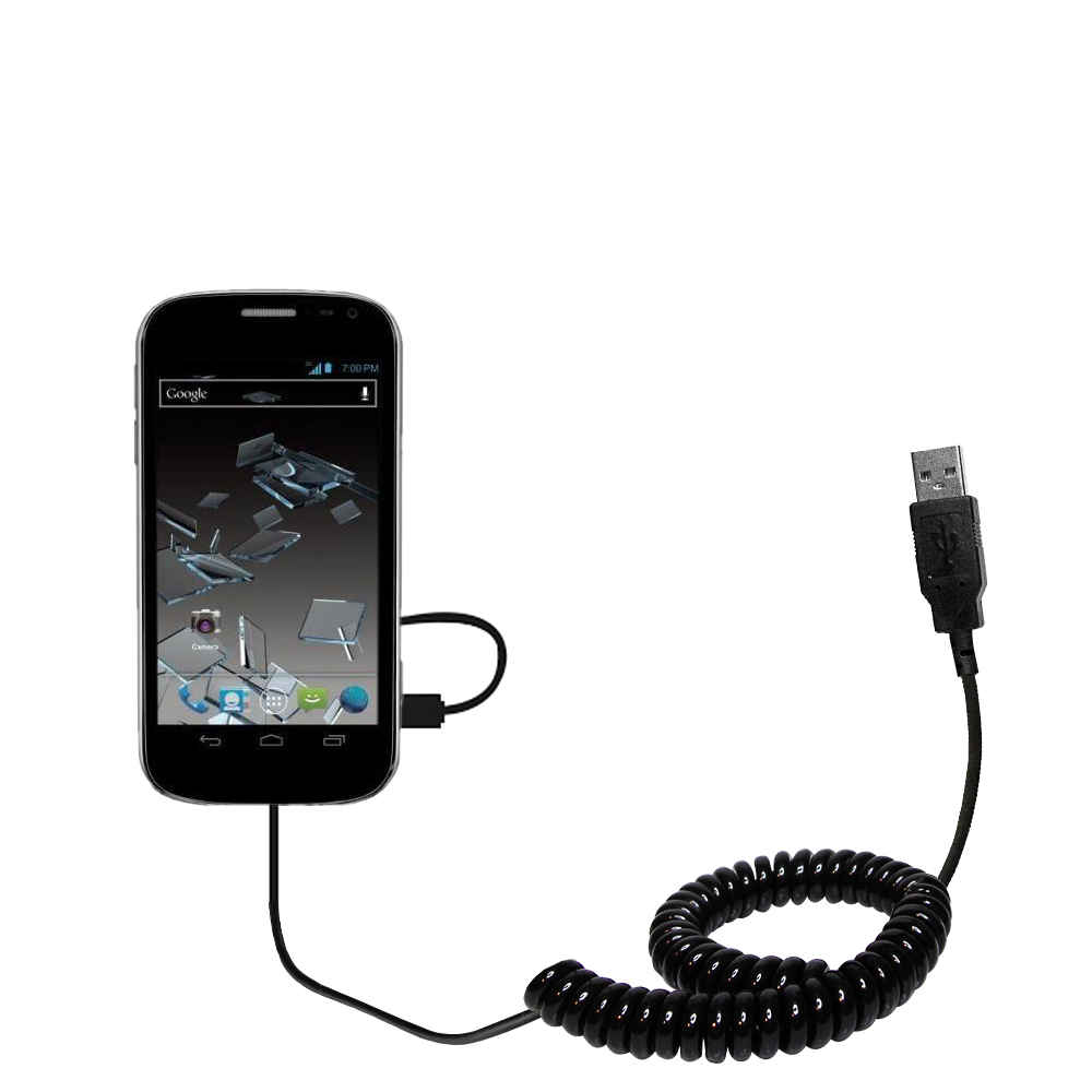 Coiled USB Cable compatible with the ZTE Flash