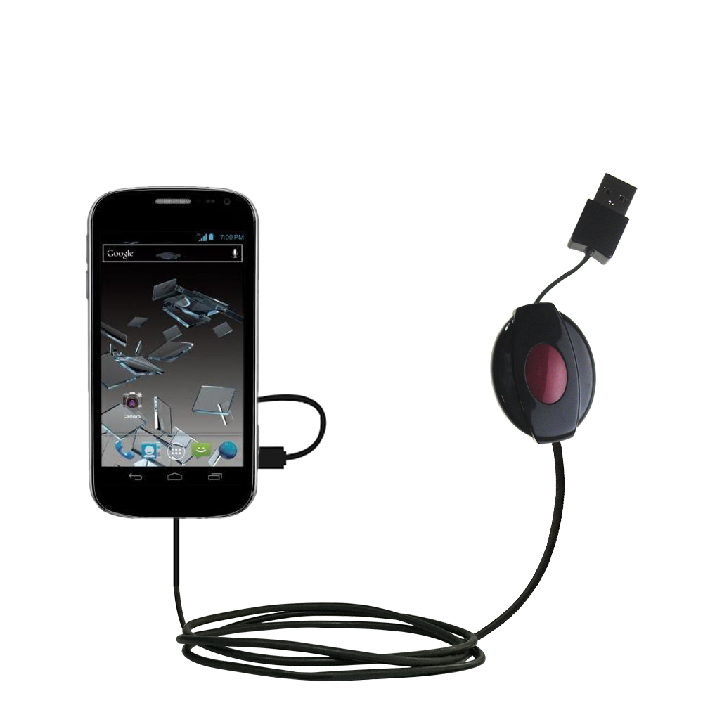 Retractable USB Power Port Ready charger cable designed for the ZTE Flash and uses TipExchange