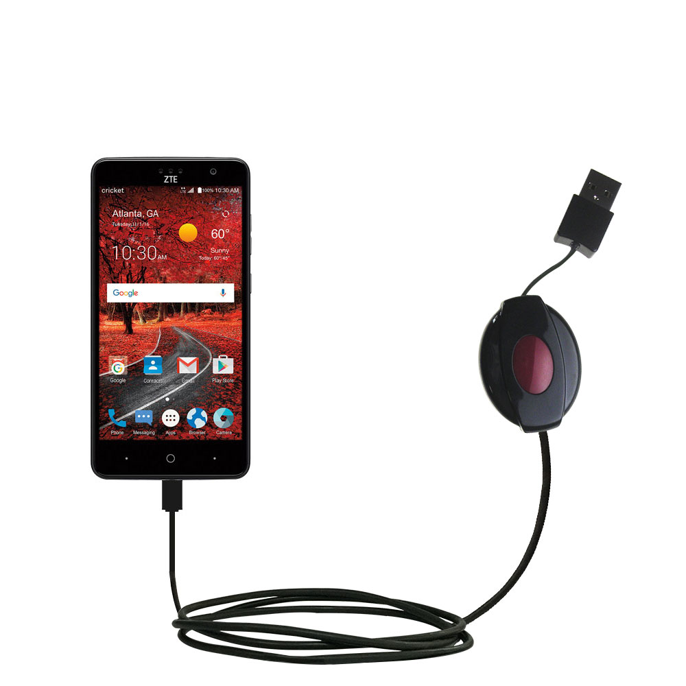 Retractable USB Power Port Ready charger cable designed for the ZTE Grand X 4 and uses TipExchange