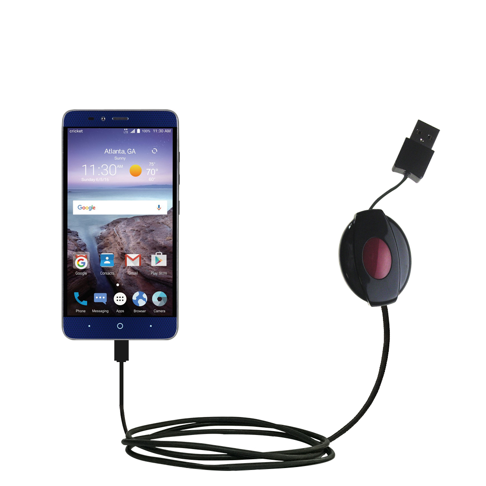 Retractable USB Power Port Ready charger cable designed for the ZTE Grand X Max 2 and uses TipExchange