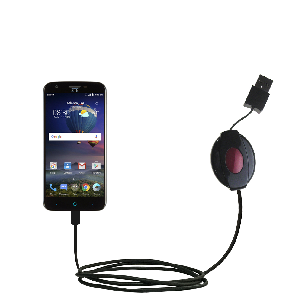 Retractable USB Power Port Ready charger cable designed for the ZTE Grand X3 and uses TipExchange