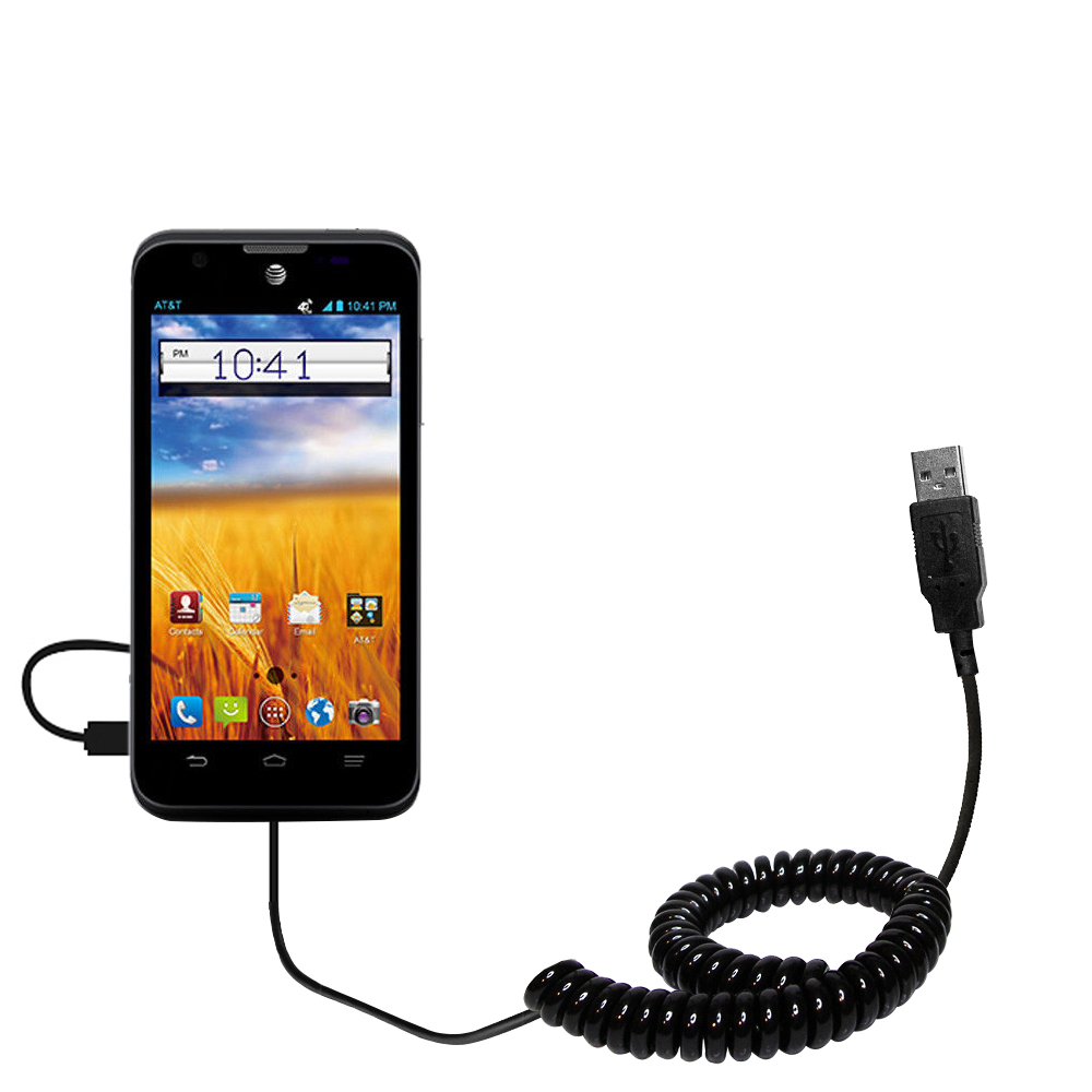 Coiled USB Cable compatible with the ZTE Mustang Z998