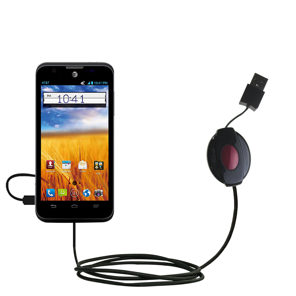 Retractable USB Power Port Ready charger cable designed for the ZTE Mustang Z998 and uses TipExchange