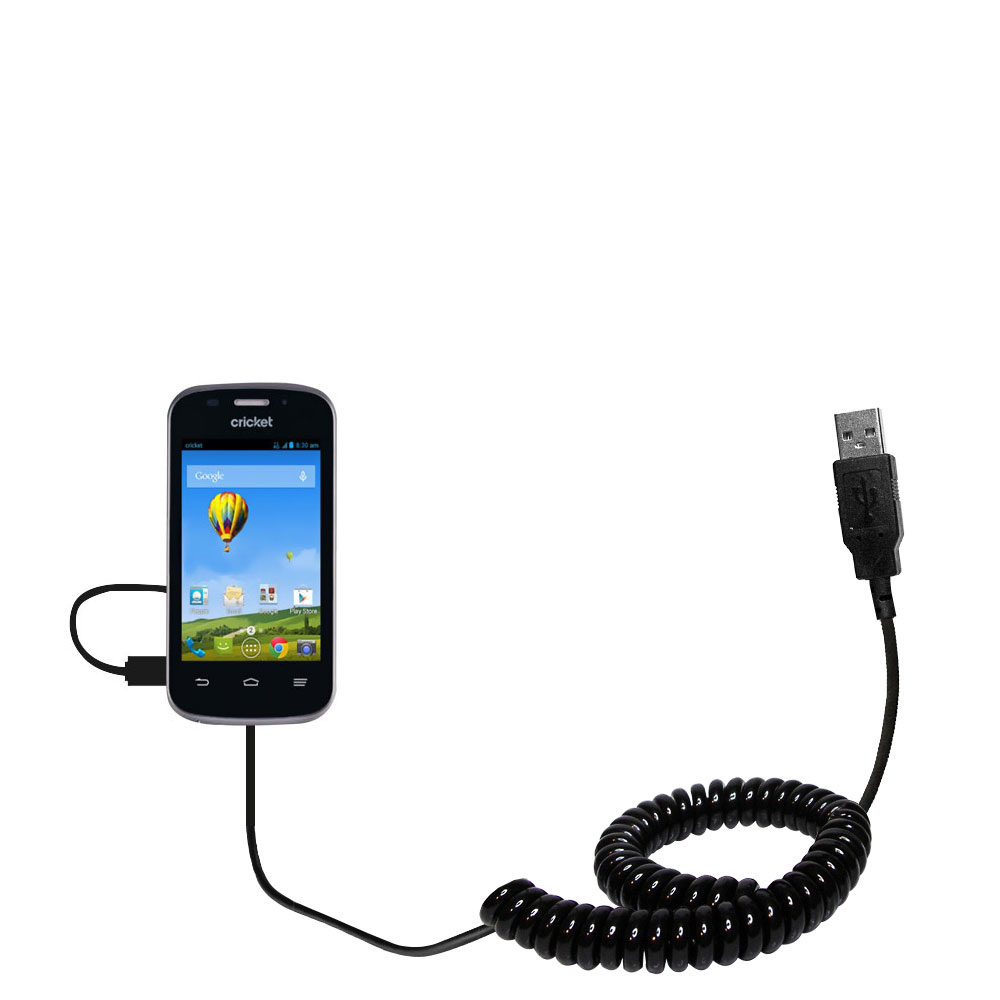 Coiled USB Cable compatible with the ZTE Prelude 2