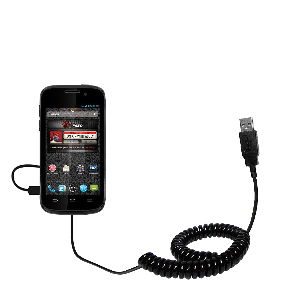 Coiled USB Cable compatible with the ZTE Reef