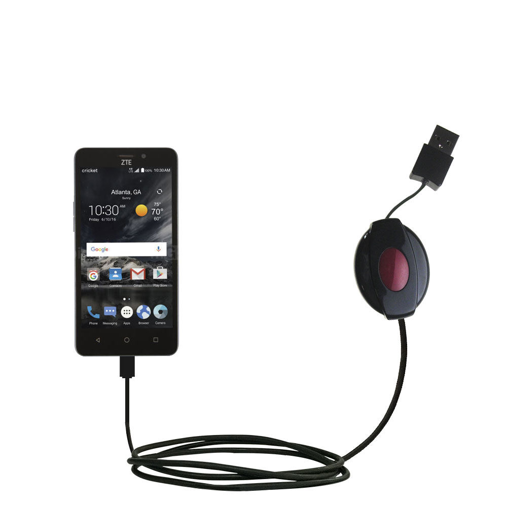 Retractable USB Power Port Ready charger cable designed for the ZTE Sonata 3 and uses TipExchange