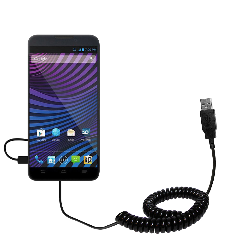 Coiled USB Cable compatible with the ZTE Vital