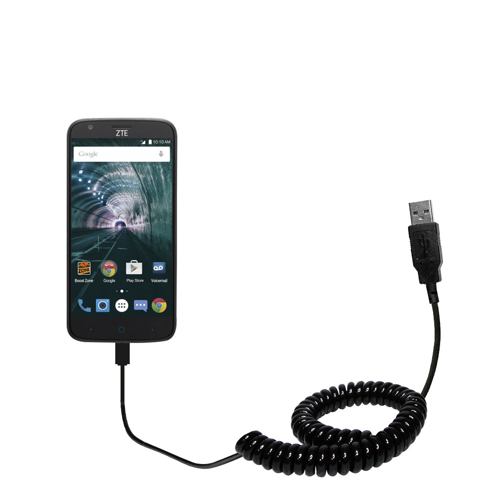 Coiled USB Cable compatible with the ZTE Warp 7