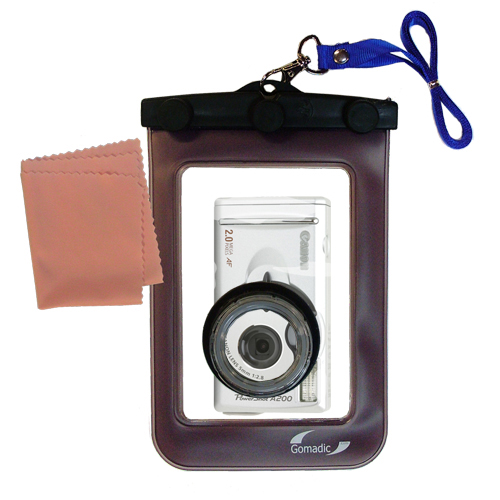 Gomadic Waterproof Camera Protective Bag suitable for the Canon PowerShot A200 - Unique Floating Design Keeps Camera Clean and Dry