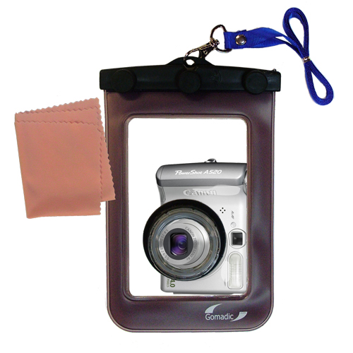 Gomadic Waterproof Camera Protective Bag suitable for the Canon PowerShot A520 - Unique Floating Design Keeps Camera Clean and Dry