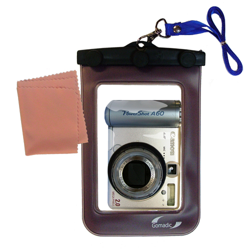 Gomadic Waterproof Camera Protective Bag suitable for the Canon Powershot A60 - Unique Floating Design Keeps Camera Clean and Dry