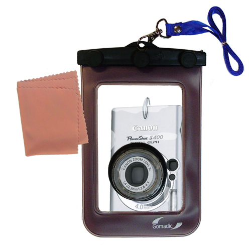 Gomadic Waterproof Camera Protective Bag suitable for the Canon Powershot S400 - Unique Floating Design Keeps Camera Clean and Dry