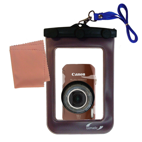 Gomadic Waterproof Camera Protective Bag suitable for the Canon Powershot SD4500 IS - Unique Floating Design Keeps Camera Clean and Dry