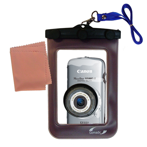 Gomadic Waterproof Camera Protective Bag suitable for the Canon Powershot SD980 IS - Unique Floating Design Keeps Camera Clean and Dry